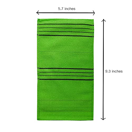 Premium Large Size-10pcs Korean Exfoliating Body Scrubber, Asian Exfoliating Bath Washcloth, Rayon, Modern, Large Green 10