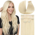 White Blonde Clip-In Hair Extensions - Seamless 12 Inch 4-Piece Set - Variation of TH-#1000