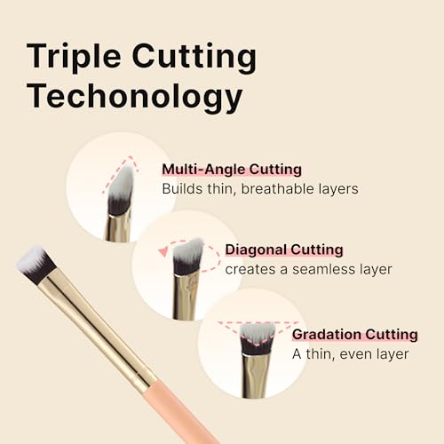 THE TOOL LAB 238 Layer Concealer Brush, Flat Makeup Brush for Precision Under Eye and Spot Coverage, Works with Liquid and Cream Concealers, Professional Kbeauty Makeup Tool