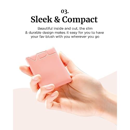 VDL Cheekstain Pastel Blush for Cheeks (Bouncing Peach, 0.2oz) - Lightweight, Velvet Powder Formula - Seamless, Long-Lasting, Natural-Looking Glow | Korean Makeup