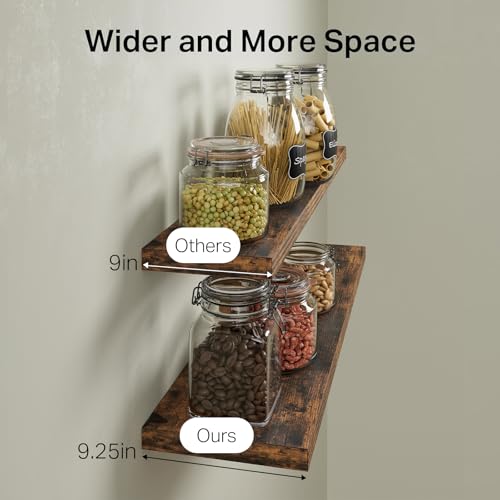 Rustic Brown Floating Shelves Set of 3 - 35.4-inch Wall Mount Wood Shelves - Americana Farmhouse Style