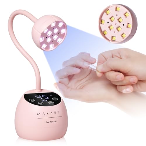 Makartt Cordless UV LED Nail Lamp Gooseneck Pink Flash Curing for Gel Nails