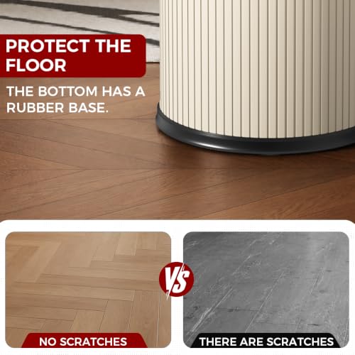 White Gold Bathroom Trash Can with Flipping Lid - 15L/4 Gallon Modern Waste Bin with Steel Cover, Lid, and Durable PU Leather Finish - Variation: 15L White