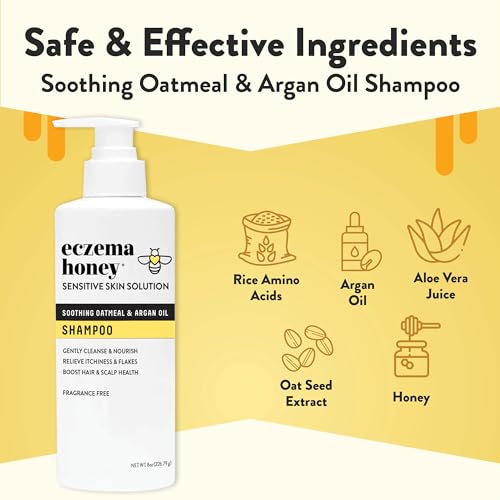 Eczema Honey Nourishing Shampoo for Sensitive & Dry Scalp - Natural Dandruff Relief, 8 Oz