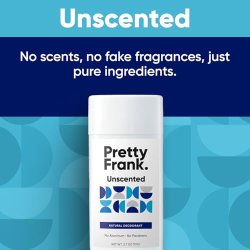 Pretty Frank Natural Aluminum-Free Deodorant Stick Unscented 2.7 Ounce Pack of 2