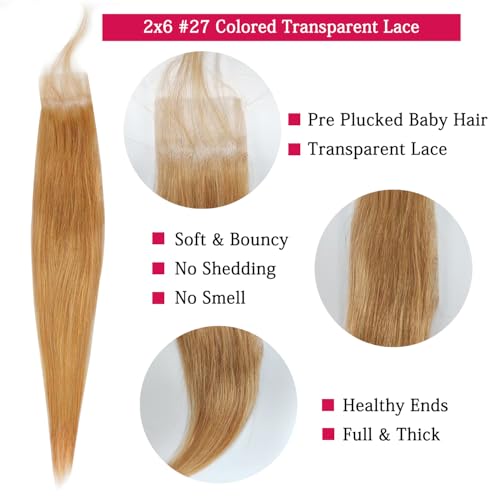 Honey Blonde 2x6 HD Lace Frontal Closure 10 Inch Straight Brazilian Virgin Hair