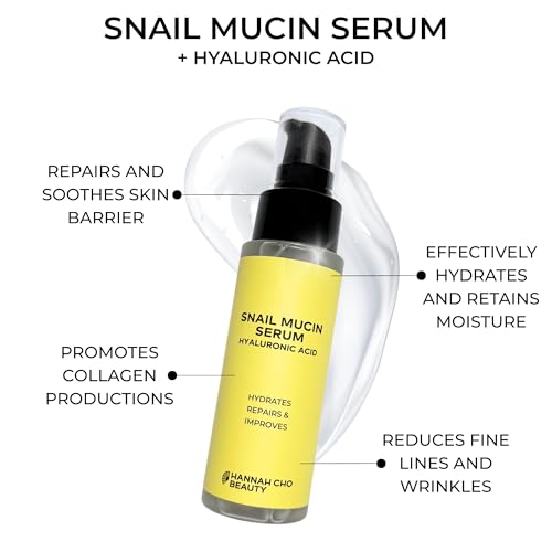 Snail Mucin Serum - Hydrating Face Serum for Skin Barrier Repair & Anti-Aging - Hyaluronic Acid Active Moisture Retention - Hannah Cho Beauty