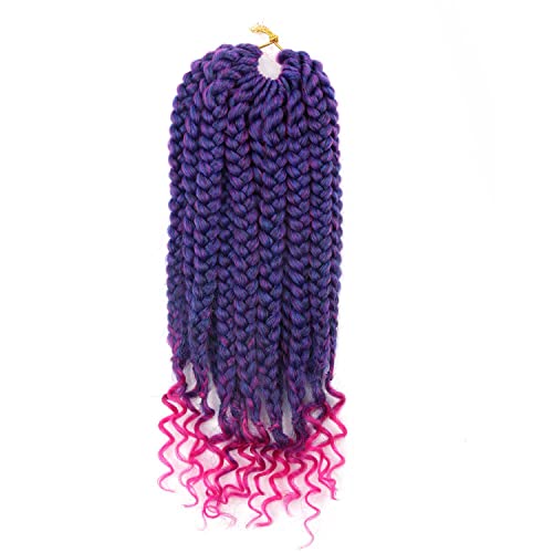 10 Inch Crochet Box Braids with Curly Ends - Purple & Pink Variations