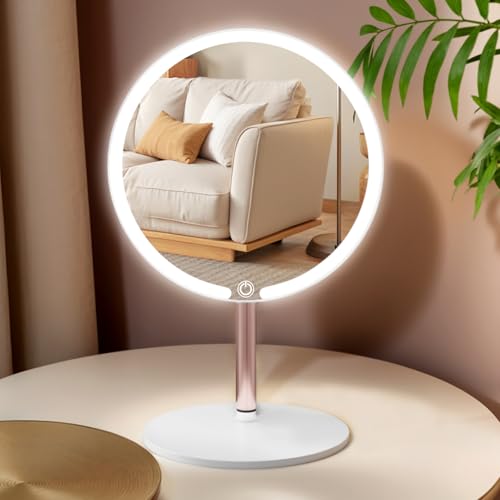 Makeup Mirror with Lights, 4K Ultra-Clear Reflection, Long-Press Adjustable Brightness, 3 Glow Settings, Flexible Multi-Angle Design ? Perfect for Makeup and Valentines Day Gifts for Her