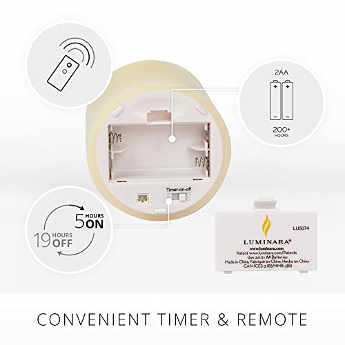 Ivory Flameless LED Pillar Candle Set of 3 with Remote & Timer - Realistic Flickering Flames