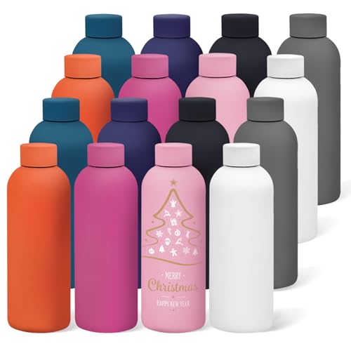 16 Pack Stainless Steel Insulated Water Bottles - 17oz Travel & Sports Bottles