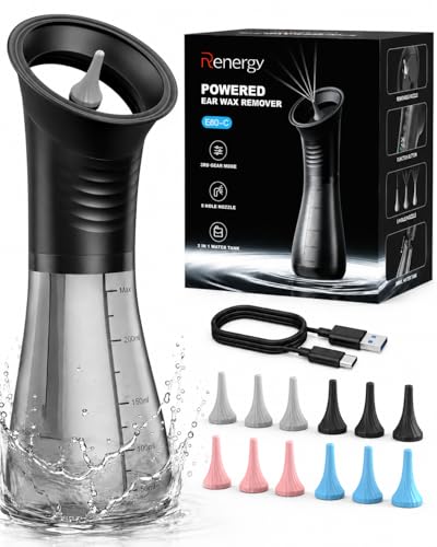 Electric Ear Wax Removal Kit with LED Display & Black & Transparent Nozzles