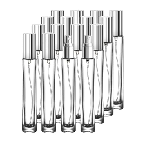 16 Pack 10ml Refillable Perfume Spray Bottles with Labels & Funnel - Travel Fragrance Decanters