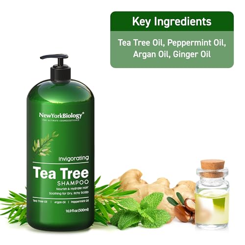 New York Biology Tea Tree Shampoo 16.9 Fl Oz Pack of 2 - Hydrating, Sulfate-Free Hair Care for Men & Women