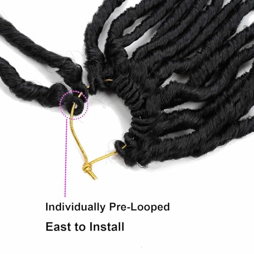 18 Inch Faux Locs Crochet Hair - Soft Wavy Locs with Curly Ends, 8 Packs of 1B