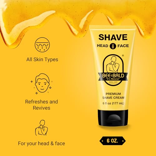 Bee Bald 3-Pack with SHAVE Premium Shaving Cream, HEAL Post-Shave Healing Balm, CLEAN Hydrating Facial Cleanser