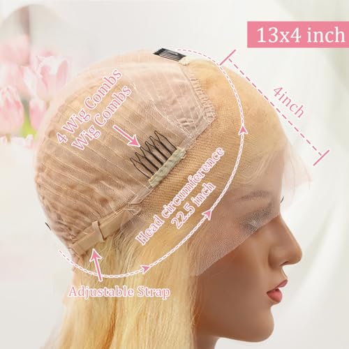 Baierte 28 Inch Blonde Lace Front Human Hair Wig 613 Body Wave 13x4
