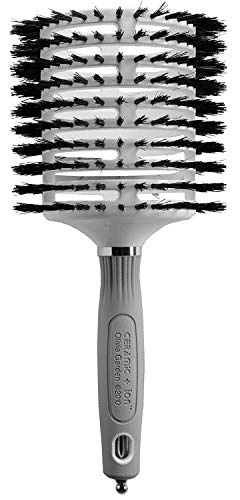 Olivia Garden Ceramic & Ion Turbo Vent Hair Brush with Boar Bristles & Sectioning Pick