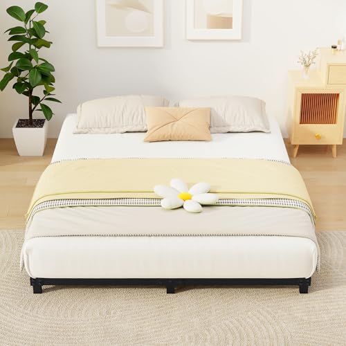 4 Inch Queen Size Low Profile Metal Bed Frame - Heavy Duty Steel Support, Noise-Free, Easy Assembly