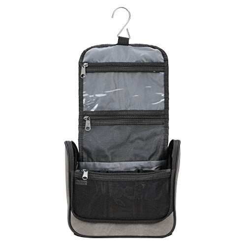 Lewis N. Clark Brushed Twill Hanging Toiletry Kit Bag for Travel Accessories, Shampoo, Cosmetics + Personal Items, Gray