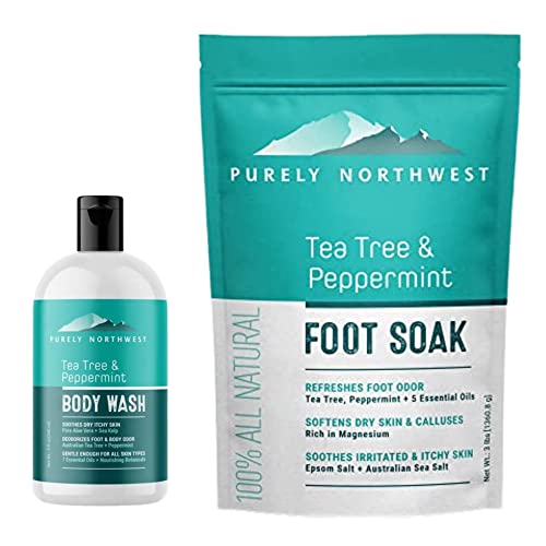 Foot Soak with Tea Tree & Peppermint for Foot Odor Athletes Foot Epsom Salt