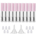 GTHER 10PCS 10ML Empty Mascara Tube Bottle With Eyelash Wand, Rubber Inserts & Funnels Set for Castor Oil/Growth Oil, DIY Cream Container With Cap, Matte Pink