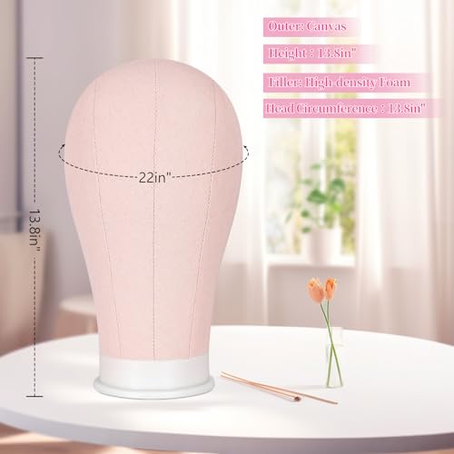 Pink 22-Inch Mannequin Head with Tripod Stand for Wig Making & Display - Variation of Pink / 22inch