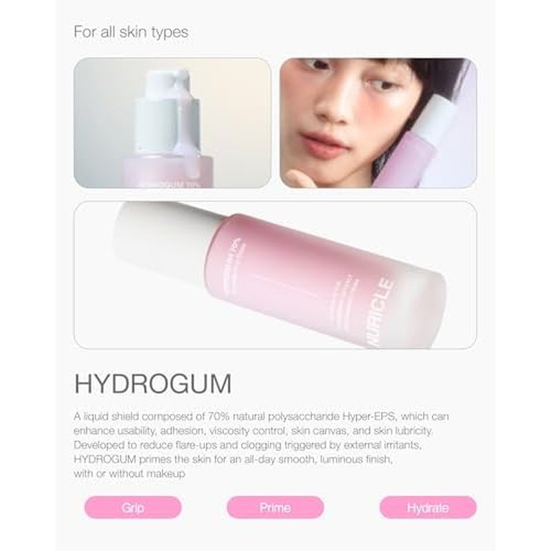 HYDROGUM 70% Priming Grip Dose 30ml (1.014 fl.oz) - Hydrates, Smoothes & Grips Makeup for Up to 15 Hours with Hyper-EPS, Korean Face Primer with Niacinamide