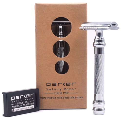 Parker 98R Heavyweight Safety Razor - Silver, 1 Pack, Long Handle, Closed Comb