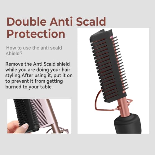 Black Hot Comb for Wigs & Hair Styling - 12 Temp Settings up to 450°F, Portable Electric Straightening & Curling Iron - Trylater