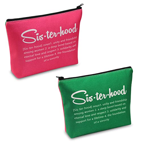 POFULL Pink and Green Sorority Graduation Bag - Greek Paraphernalia Cosmetic Bag Sisterhood Gift (Pink and green bag)
