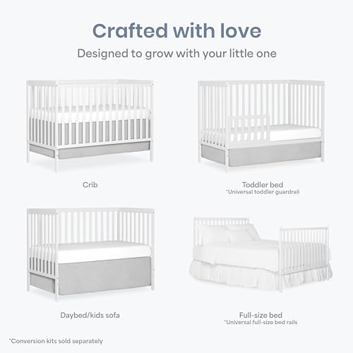 White 5-in-1 Convertible Baby Crib - Greenguard Gold & Non-Toxic Finish