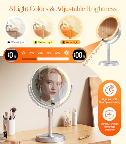 Gospire 8-Inch Lighted Makeup Mirror with 20X Magnification - Silver Variation