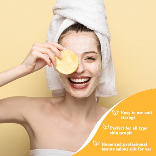 Yellow Compressed Facial Sponges with Box - Reusable Face Cleansing Pads by Luxiv