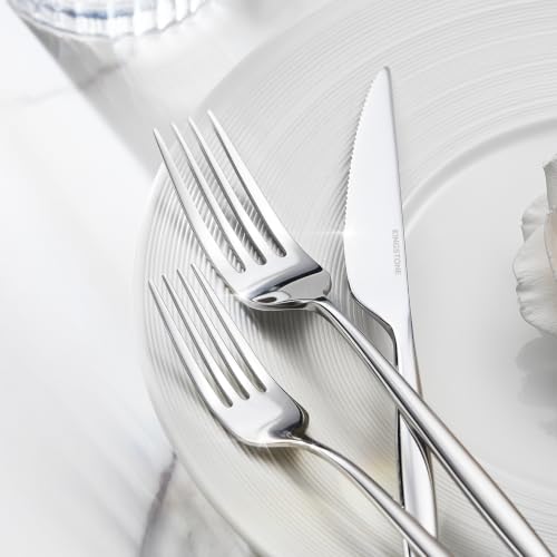 36-Piece Silverware Set for 6 - Steak Knives & Flatware in Silver Variation