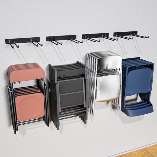 YYR Folding Chair Storage Rack 4 Pack Wall Mount Garden & Garage Organizer