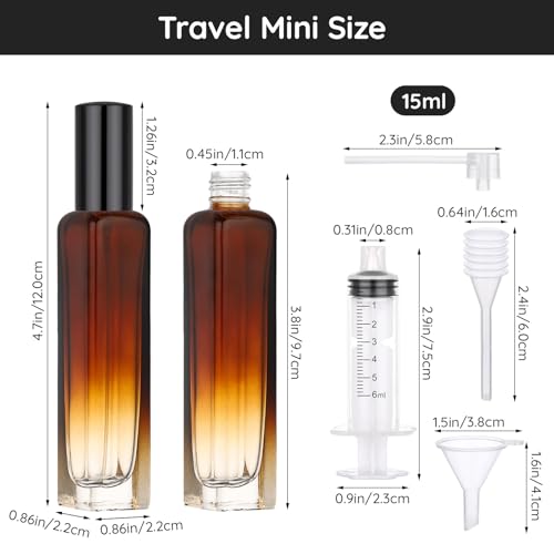 Segbeauty Pack of 5 Perfume Atomizer Bottle Refillable, 15ml Glass Atomizer Spray Bottles, 0.5oz Small Perfume Sprayer, Travel Size Empty Cosmetic Contanier Fine Mist Dispenser for Cologne