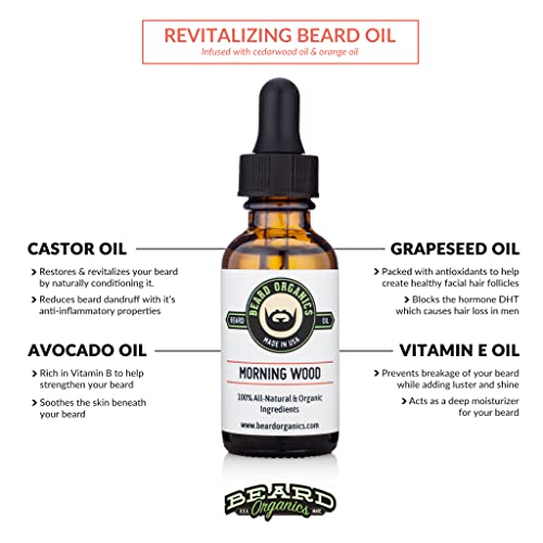 Beard Organics Morning Wood Beard Oil | Cedarwood & Orange Scent