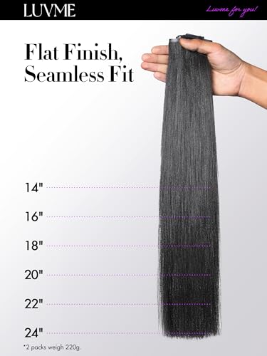 LUVME Seamless Yaki Straight Clip-In Hair Extensions 16 Inch 110g #1B Natural Black