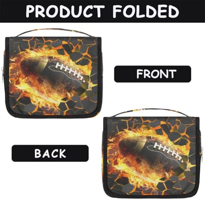 3D Football Hanging Travel Toiletry Bag for Kids, Women Cosmetic Organizer Makeup Bag Pouch Men Shaving Dopp Kit Shower Bag With Sturdy Hook