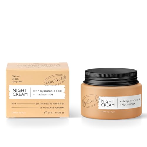 UPCIRCLE Night Cream with Hyaluronic Acid & Niacinamide 1.85oz - Vegan, Unscented, Anti-Ageing Skin Care for Sensitive & Oily Skin