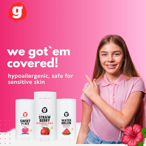 Girls Deodorant Stick - Aluminum-Free, Sensitive Skin, Assorted Scents