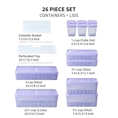 26pcs Freezer Food Storage Containers with Lids - Twist Release & Flexible Design - BPA Free - Variation of THIS listing