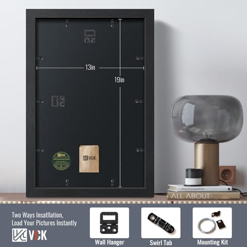 VCK 13x19 Black Wood Photo Frame Set of 6 - Elegant Gallery Wall Decor