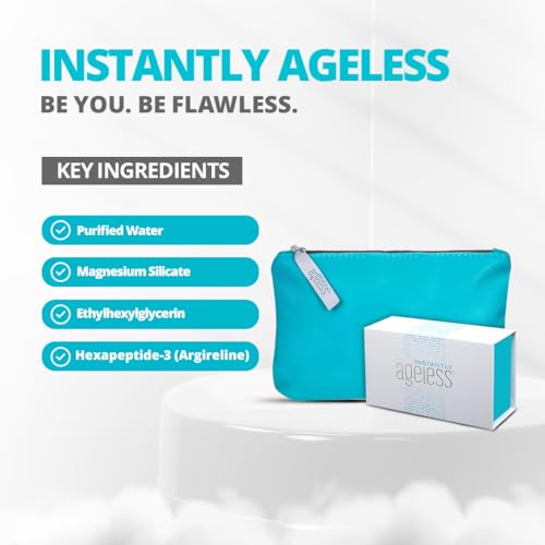 Instantly Ageless - Instant Face Lift Cream - Skin Care Anti Aging Face Cream - Wrinkle Tightener - Eye Cream For Puffiness and Bags Under Eyes - Facelift in a Box of 25 Vials with Makeup Bag
