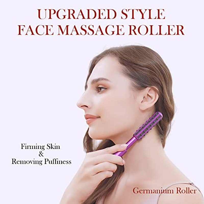 Beauty Massage Roller, Facial Tool, Germanium Roller for Chin Massage, Suitable Lifting Skin, Massaging The Whole Body. (Purple) 1 count