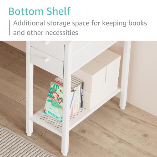 Lufeiya White Small 39.4-Inch Computer Desk with Drawers for Home Office