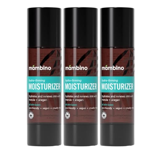 Mambino Organics Hydra-Firming Face Moisturizer, Vegan Facial Moisturizer with Moroccan Argan, Marula & Coconut Oils, Lightweight Hydrating Skincare, Cruelty-Free, 1.7 fl oz, 3-Pack