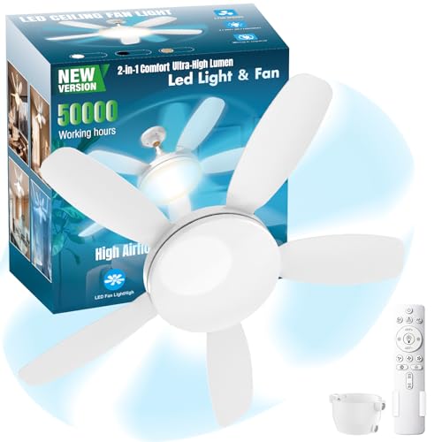 White 32-inch Socket Ceiling Fan with Light, Reversible Motor & Remote