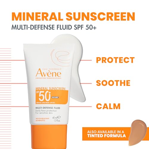 Avène Mineral Sunscreen Multi-Defense Fluid SPF 50+ (Fragrance-Free) – Face & Neck